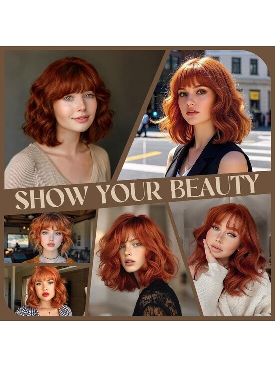 Women\'s Orange Wavy Heat-Resistant Synthetic Short Curly Ginger Wig